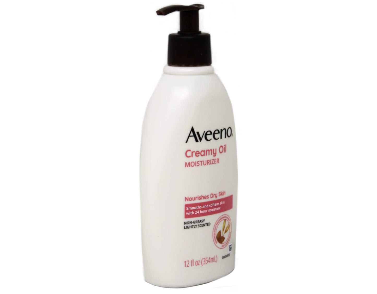 Aveeno Creamy Oil Daily Body Moisturizer, Non-Greasy & Lightly Scented Body Moisturizer with Oat & Almond Oil Nourishes Dry Skin with 24 Hours of Moisture, Non-Comedogenic, 12 fl. oz