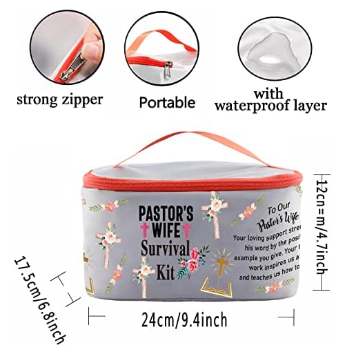 PXTIDY Pastor's Wife Survival Kit Pastor Wife Makeup Organizer Bag Bible Study Toiletry Case Priest Wife Minister Wife Gift(-LT)