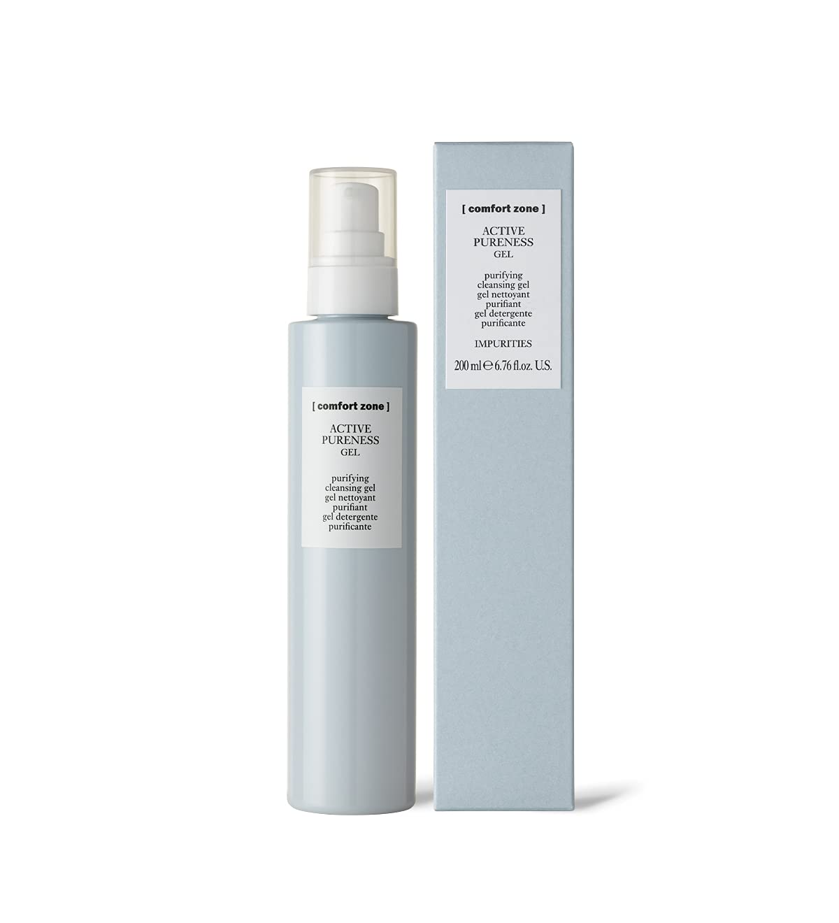[ comfort zone ] Active Pureness Cleansing Gel, Exfoliating Face Wash, 3% Gluconolactone, Deeply Cleanses Pores, Purifies Oily Acne Prone Skin, Men & Women, Vegan, Made in Italy, 6.76 Fl Oz