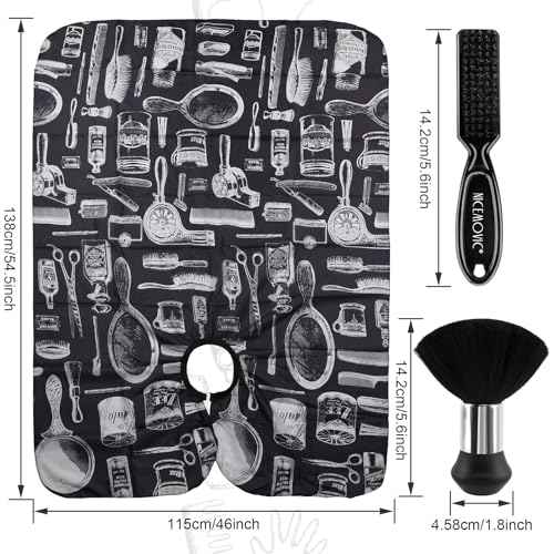 NICEMOVIC Hair Cutting Barber Cape for Men Women Kids with Neck Duster Brush and Barber Brush, Professional Barber Accessories Cleaning Supplies for Salon Haircut Styling