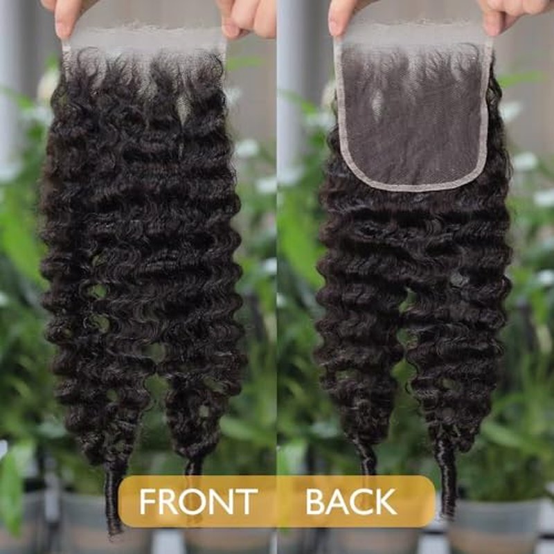 5x5 Burmese Curly Clousre Human Hair Hd Lace Closure 0.10 mm Invisible Ultra-Thin 5x5 Hd Lace Single Knot Pre Plucked 12a Brazilian Raw Human Hair Extensions Nature Black 16 Inches