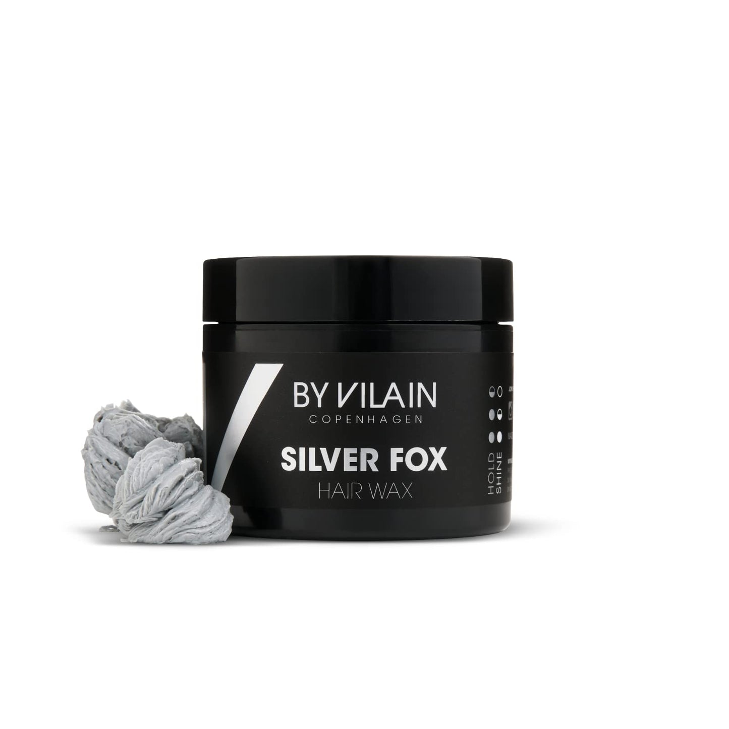 By Vilain Silver Fox Mud Wax - Super Strong Hold Medium Shine Clean Cut Look Long Lasting Hair Pomade Easy to Style for Fullness & Texture Smoothing & Slick Hair Molding Wax Paste Gel for Men 2.2oz