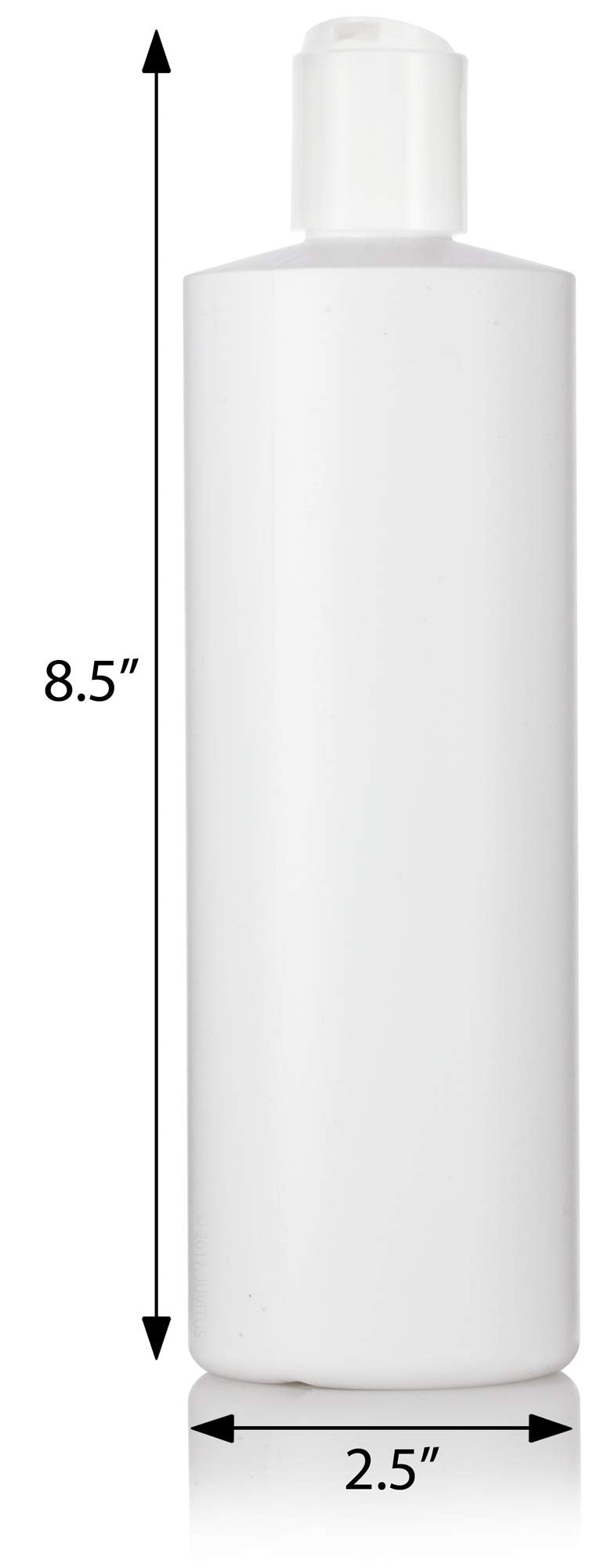 JUVITUS (12 Pack) 16 oz White Plastic Squeeze Bottles with White Disc Caps