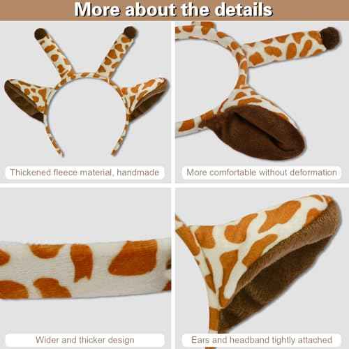 Beviliu Giraffe Ears Headband, Giraffe Costume for Halloween Christmas Festival Theme Party Animal Cosplay Antler Headwear, 1Pack