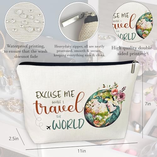 Travel Cosmetic Bags for Women Travel World Makeup Bag Gifts for International Travelers Women Gifts for Birthday Christmas Gifts for Female Friend Daughter