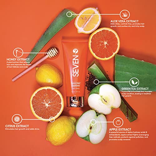 SEVEN Haircare Gazar Diamond Hair Mask Deep Conditioning Treatment for Women & Men, Increase Hydration and Shine with Honey & Green Tea, Sulfate + Paraben Free, Cruelty Free, Made in USA