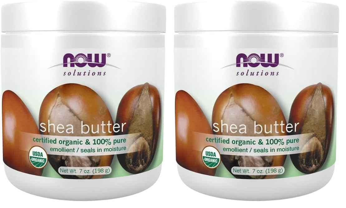 NOW Solutions, Certified Organic Shea Butter, Moisturizer For Rough And Dry Skin, 7-Ounce (Pack of 2)