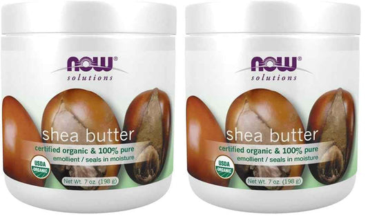 NOW Solutions, Certified Organic Shea Butter, Moisturizer For Rough And Dry Skin, 7-Ounce (Pack of 2)
