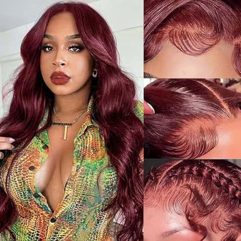 Reddish Brown Lace Front Wigs Human Hair 13x4 HD Body Wave Lace Front Wig Pre Plucked 180 Density Lace Frontal Wigs 33# Color Brown Auburn Human Hair Wig for Women 20 Inch