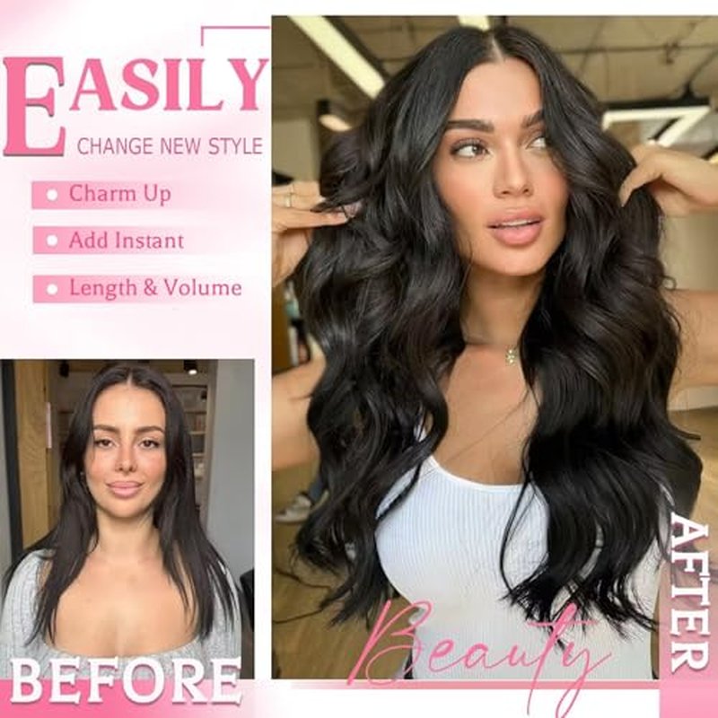 Clip in Hair Extensions Real Human Hair 4.3oz/120g Clip ins 100% Brazilian Remy Human Hair Extension for Women 8pcs Per Set with 18 Clips Double Weft (24 Inch #4 Chocolate Brown)