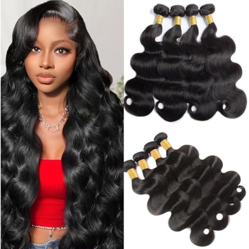 16A Human Hair Bundles 14 16 18 20 Inch Body Wave 400g Unprocessed Brazilian Virgin Hair 4 Bundles Deals Human Hair Extensions Quick Weave Human Hair Natural Black Color
