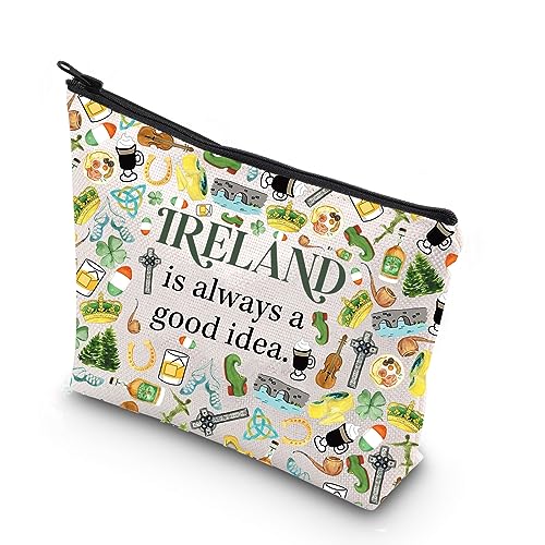 WCGXKO Ireland Trip Gift Ireland Lover Gift Ireland Merch Ireland Zipper Pouch Makeup Bag (IRELAND Bag)