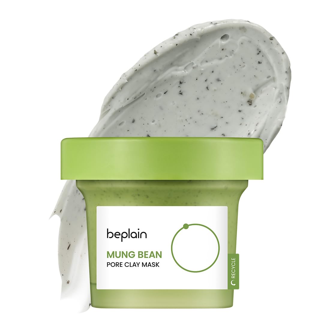 beplain Mung Bean Pore Clay Mask | Blackhead Removal facial Mud Pack | Deep Pore Cleansing Wash Off Pack | Gentle Facial Exfoliator | Korean Skincare | 4.05 fl.oz