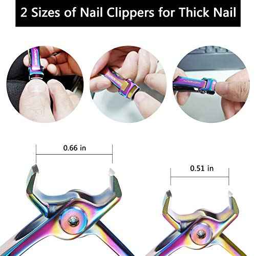 Nail Clippers for Thick Nails, Extra Wide Jaw Opening Nail Cutter for Thick Toenails, Stainless Steel Finger & Toe Nail Clipper with Nail File 3 Pcs Set for Seniors & Adult & Men & Women