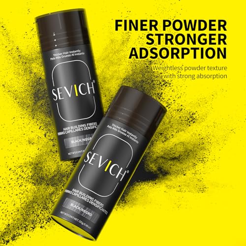 SEVICH Hair Fibers for Thinning Hair, Hair Building Fibers Instantly Thicker & Fuller Look,Hair Powder for Men & Women 25g Dark brown