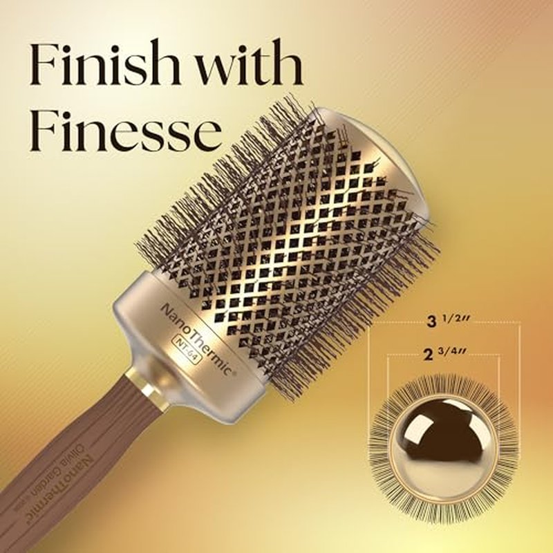 Olivia Garden NanoThermic Ceramic + Ion Round Thermal Hair Brush - Not Electrical - Professional Blowout Brush for Normal to Thick Hair