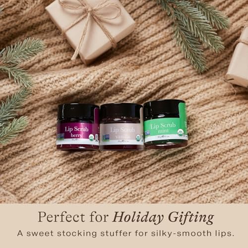 USDA Organic Lip Scrub Vanilla - USA Made with Natural Ingredients, Stocking Stuffers for Mom & Wife, Sugar Scrubber Exfoliator for Dry Lips, Small Stocking Stuffers for Women & Teenage Girls