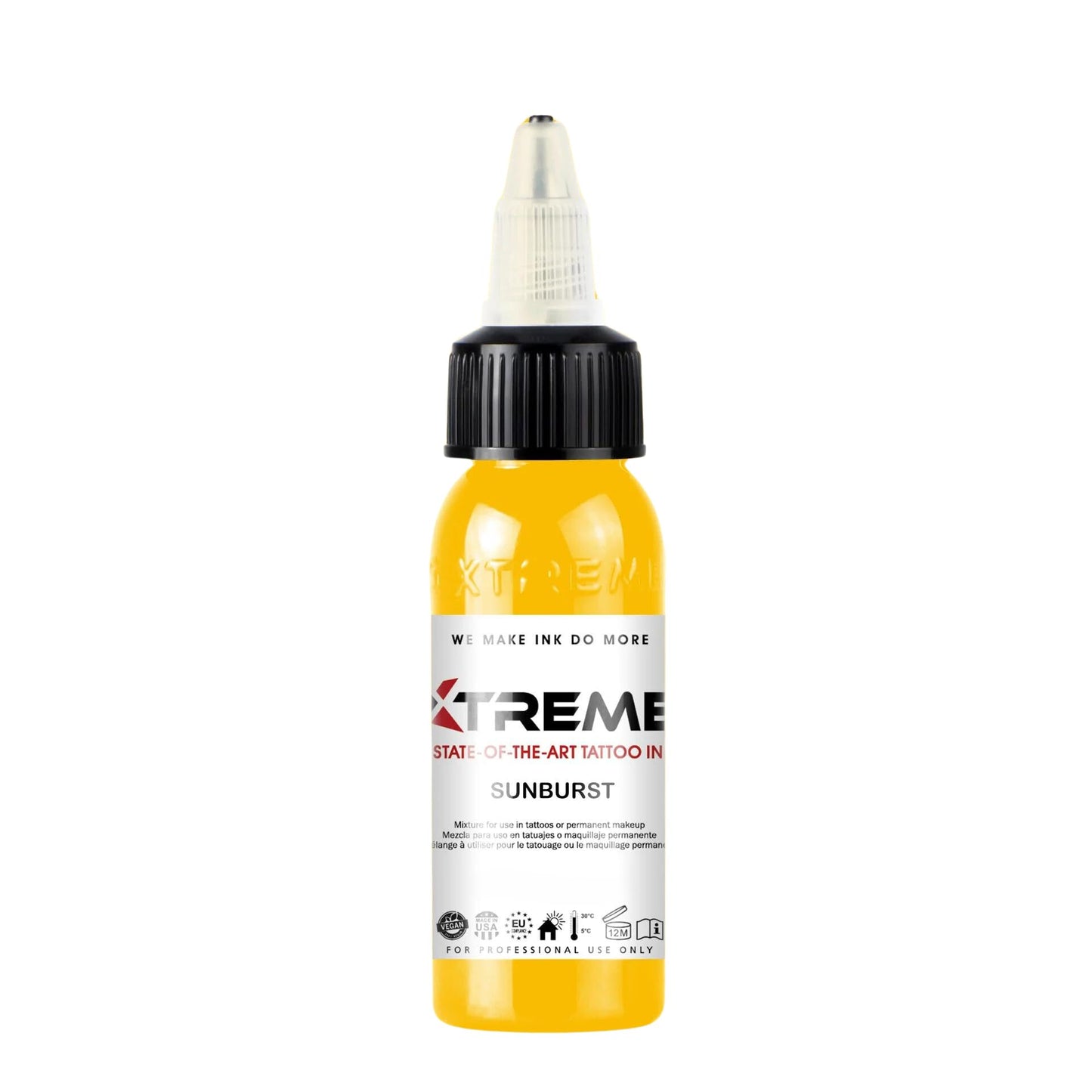 Xtreme Tattoo Ink, Versatile Medium Viscosity for Precision Tattooing, Rich Hue, Quick Healing, Acrylic-Free, Water Based and Premium Quality - Ready-to-Use Tattoo Ink (Sunburst, 4 oz)