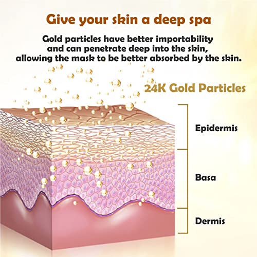 Permotary 6 PCS 24k Gold Crystal Gel Collagen Facial Masks, Deep Moisturizing Facial Sheet for Women Skin Care Revitalize Skin