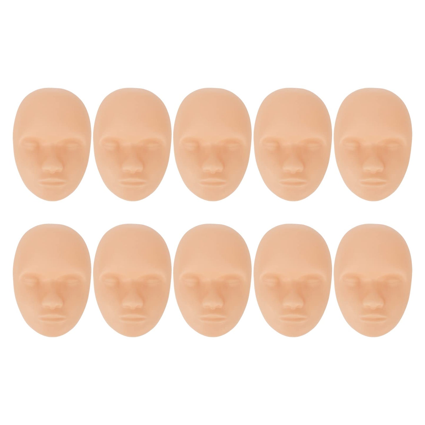 10PCS 3D Microblading Practice Skin Head, Soft Silicone Tattoo Practice Skin for Eyebrow, Lip & Face Training, Reusable Permanent Makeup Practice Skins for Beginners & Professionals
