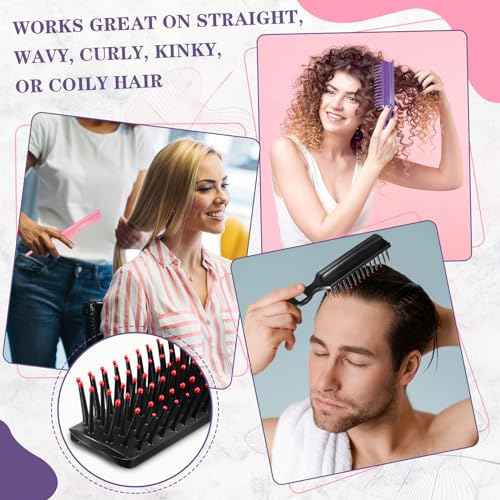 Baderke 48 Pcs Bulk Hair Brushes and Combs for Homeless Individually Wrapped Hair Brush and Comb Set for Women Hotel Homeless Nursing Charity(Multicolor)