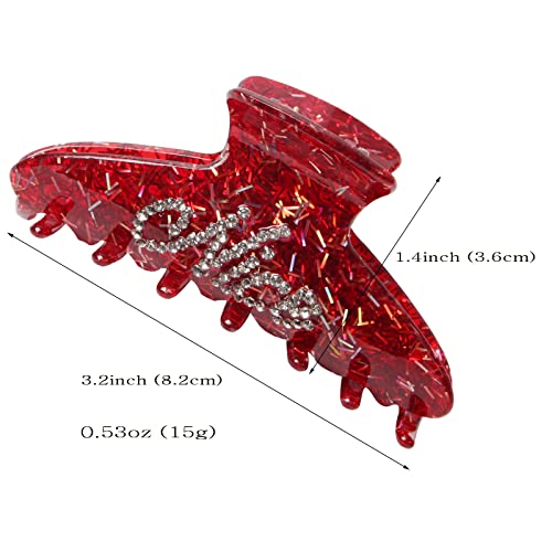 3Pcs Christmas Hair Claw Clips for Women Girls Green Gold Hair Clips Cute Rhinestone Red Hair Claws Christmas Hair Accessories