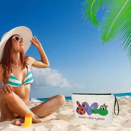 Sport Lover Gift for Girl Makeup Bag Fan Gift for Sports Merch Sport Spirit Peace Love Pouch Travel Vacation Cosmetic Zipper Bag