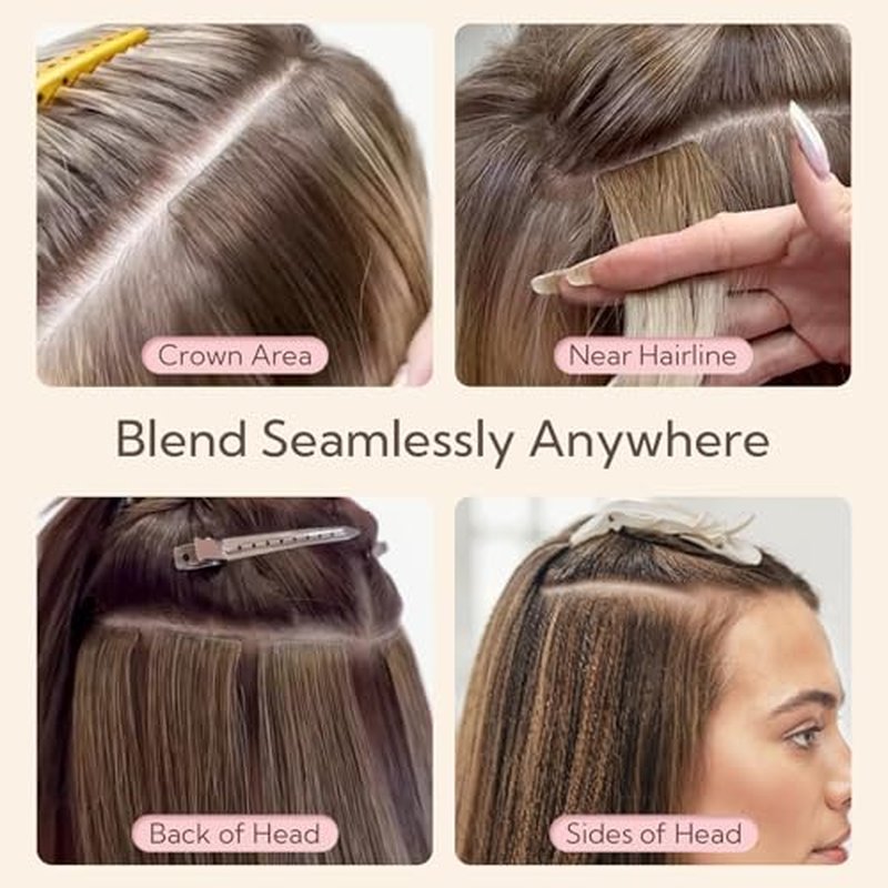 HOTBANANA Invisi Edge Tape in Hair Extensions Human Hair, 24inch 50g 10pcs Invisible & 10pcs Classic Balayage Chocolate Brown to Honey Blonde Seamless Tape in Hair Extensions Straight Injected