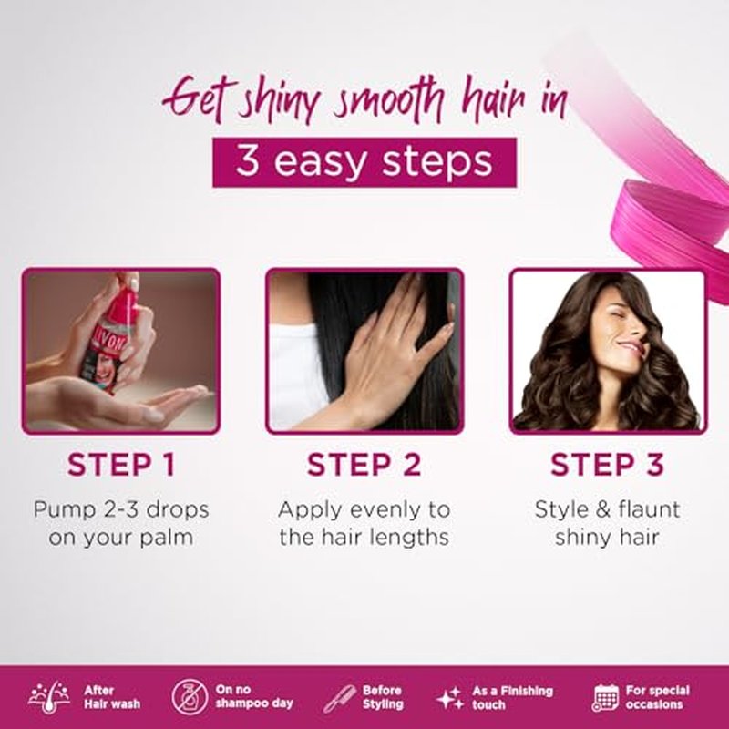 Livon Hair Serum for Men & Women | Frizz-free, stronger and shinier hair | Sulphate & Paraben free| For All Hair Types | Lightweight & Non Greasy | Enriched with Argan Oil & Vitamin E | 3.3 Fl.Oz