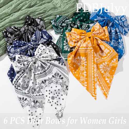 Nonslip Hair Bows Claw Clips for Women & Girls - 6 PCS Big Bow-Knot Clips for Thick & Thin Hair