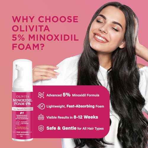 5% Minoxidil Foam for Women Hair Growth: Extra Strength Hair Regrowth Treatment ? Revitalize Hair Follicles & Regrow Thicker, Fuller Hair ? Hair Loss Solution - 2x60ML