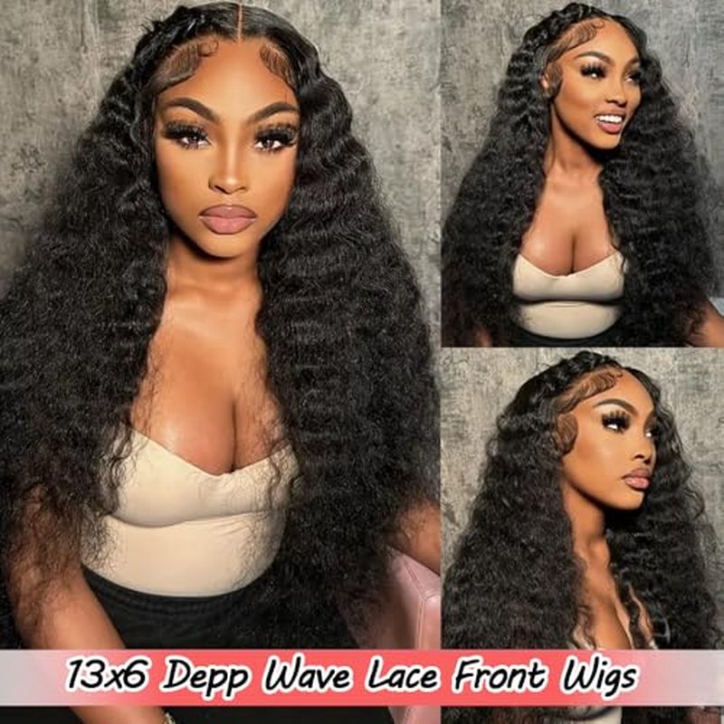 30 Inch Deep Wave Lace Front Wigs Human Hair Pre Plucked 13x6 HD Lace Front Wigs Human Hair 180% Density Deep Curly Wig Frontal Glueless Wigs Human Hair for Women