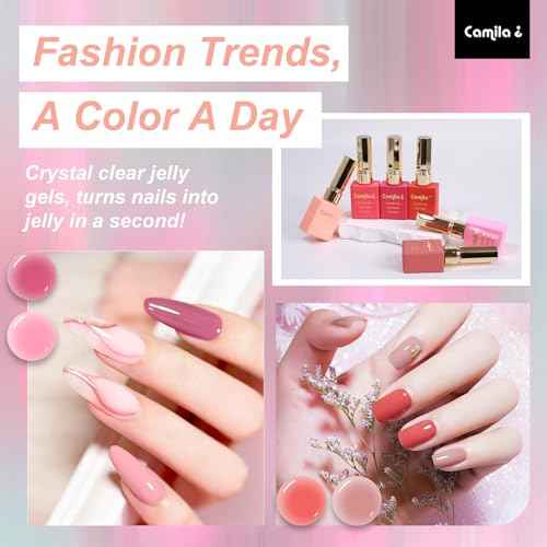 CAMILA ¢¯ Pink Gel Nail Polish Set 6pcs UV/LED Soak-Off Gel Polish (12ml) - Long-Lasting Nail Art Kit (Pink)
