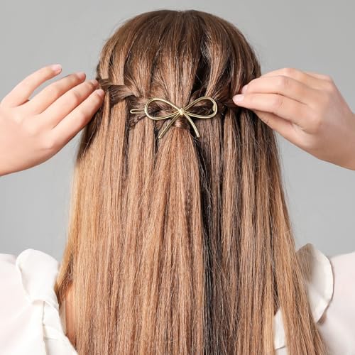 PAGOW Hair Barrettes for Women, 6pcs Metal Bow Hair Pins Hair Clips, Hair Accessories for Women Girls (Gold, Silver)