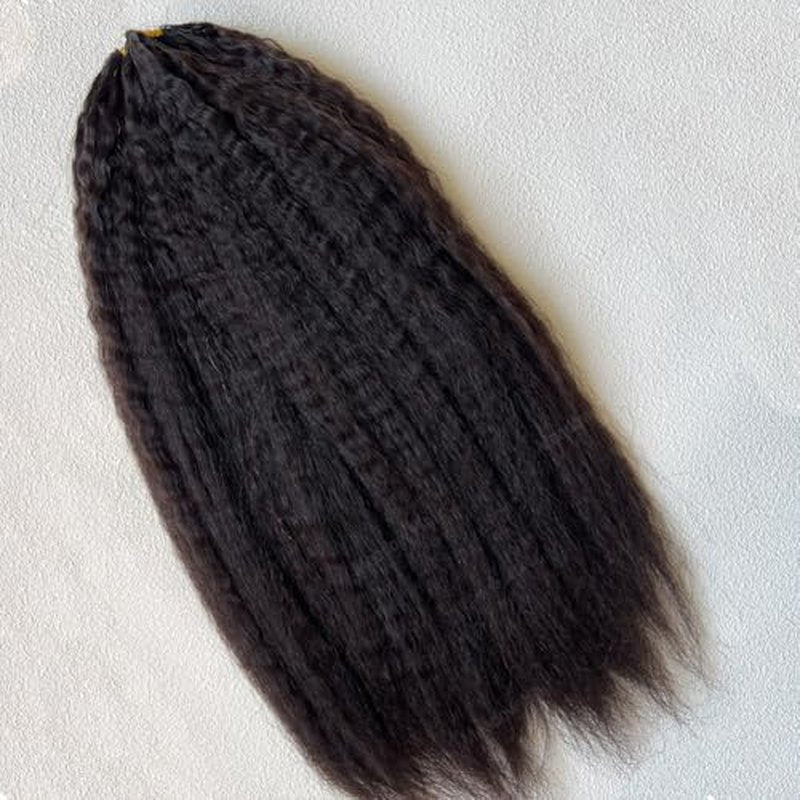 Kinky Straight Knotless Pre Separated Crochet Human Hair Extensions Pre Looped Braids Bundles With Threading Burmese Virgin Human Hair for Braiding Micro Link Meadow Hair 22inch 60g