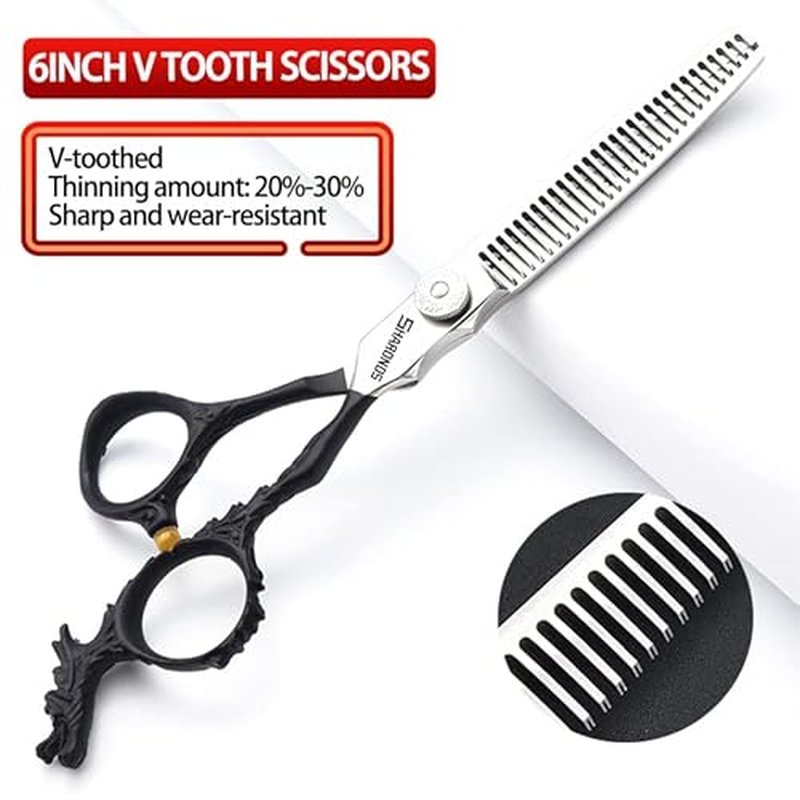 Silver/black barber scissors, high hardness sharp professional hairdresser scissors 6 inch salon hairdresser scissors. (3pc-B)