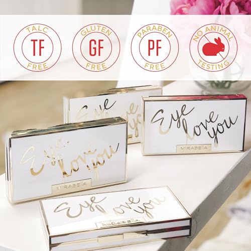 Mirabella Eye Love You Neutral Shimmer Eyeshadow Palette - Makeup Palette w/Ultra Pigmented Pressed Powders, Creamy Matte & Shimmer Cool Toned Eyeshadow Palette - Seduction