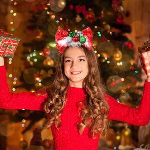 Totelux Christmas Reindeer Antlers Headband Xmas Bells Headband for Women Girls Christmas Party Hair Accessories Photo Props