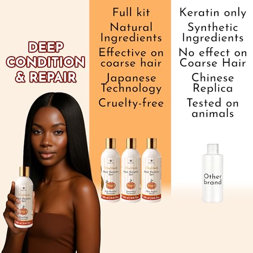 Brazilian Keratin Treatment Kit ? JumyBee 3 Steps 8.46 fl oz | Formaldehyde-Free At Home Hair Straightening & Smoothing System |Keratina para Alisar el Pelo | Anti-Frizz Repair Mask & Shampoo