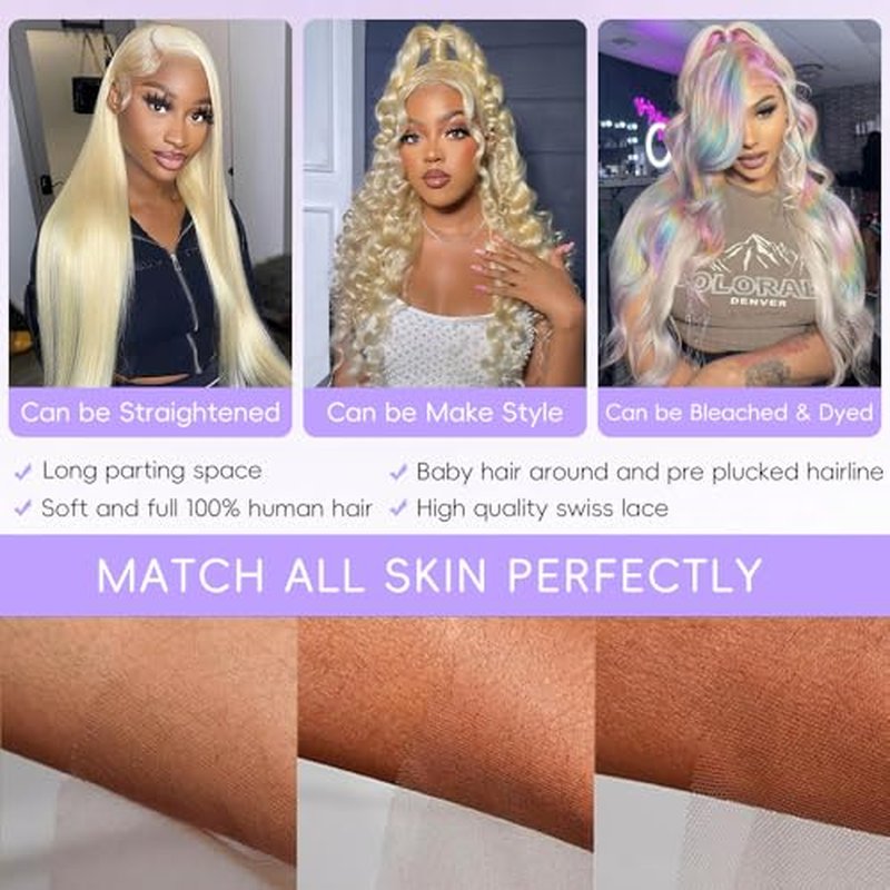 30 Inch 613 Lace Front Wig Human Hair 13x6 Blonde Wig Human Hair 200% Density Body Wave HD Blonde Lace Frontal Wigs Human Hair Pre Plucked Glueless