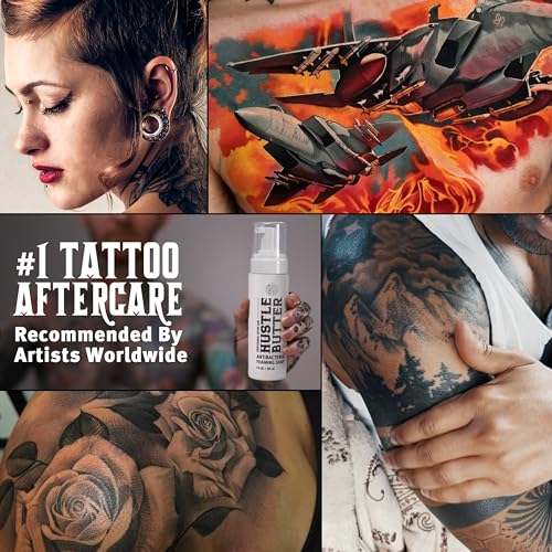 Hustle Bubbles Tattoo Aftercare Tattoo Soap Antibacterial Soap To Clean New Tattoos & Piercings Essential Tattoo Supplies 7oz