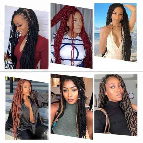7 Packs 24 Inch Soft Locs Crochet Hair Pre Looped Faux Locs Crochet Braids for Butterfly Locs Dreadlocs Synthetic Hair For Black Women (1B, 24 Inch (Pack of 7))