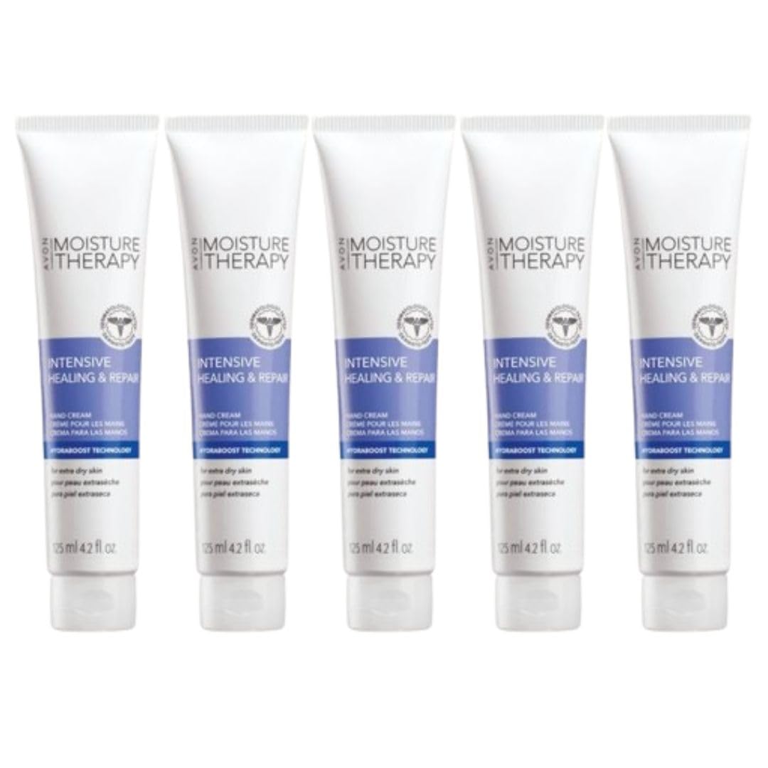 Avon Moisture Therapy Intensive Healing & Repair Hand Cream for Women & Men – Pack of 5, Deep Hydration Hand Moisturizer for Dry Cracked Skin, Hypoallergenic & Fragrance-Free, 4.2 oz Each