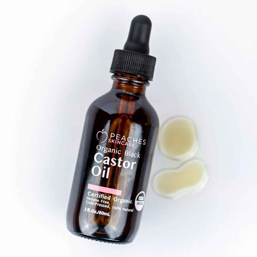 Organic Cold-Pressed Castor Oil – Hexane-Free, Vegan Formula with Omega-9, Omega-6, and Vitamin E – Hydrating Oil for Skin and Hair – Black Castor Oil (2 fl. oz)
