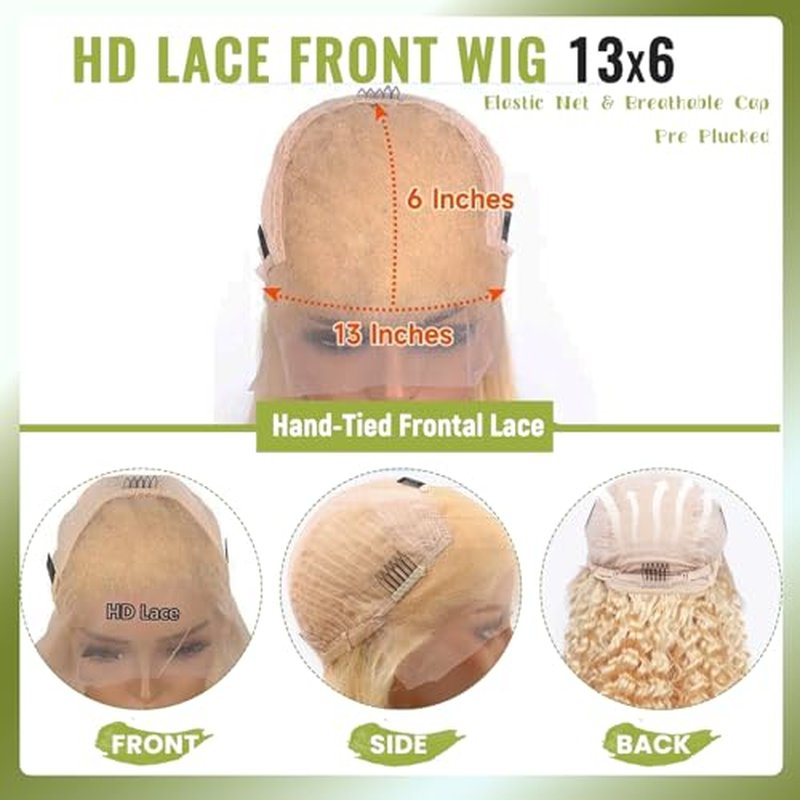 Deep Wave Lace Front Wigs Human Hair 613 Blonde 13x6 Lace Front Wig Human Hair Pre Plucked Glueless Wig for Women 24 Inch