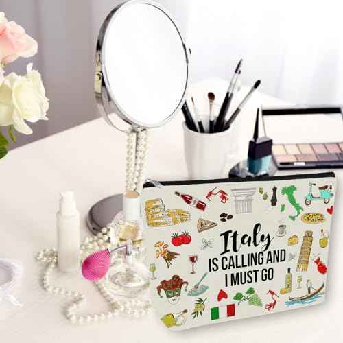 Italy Travel Essentials Gift: Small Makeup Bag Italy Is Calling And I Must Go For Teen Girl & Women Travellers.Ideal Trip Gift Cosmetic Bag For Travel, Birthdays, & Christmas