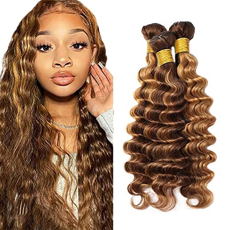 P427 Human Hair Bundles Honey Blonde Deep Wave 3 Bundles 26 26 26 Inch Unprocessed Brazilian Virgin Remy Hair Highlight Deep Curly Bundle Human Hair Extensions
