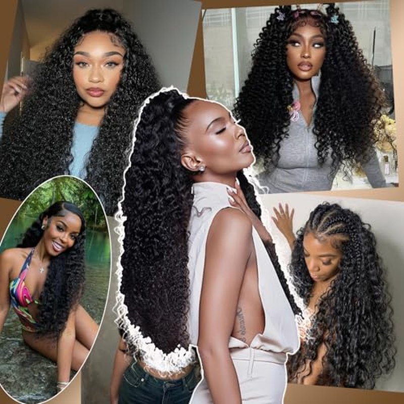 Deep Wave Bundles Human Hair 12 14 16 Inch Deep Curly Bundles 15A Grade 100% Unprocessed Brazilian Virgin Hair Wet and Wavy Bundles Double Weft Natural Black Color