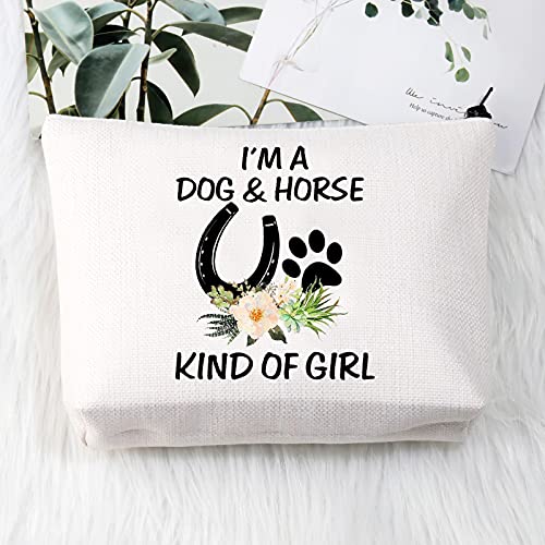 BDPWSS Dog & Horse Lover Gifts: Makeup Bags for Women & Girls - Paw Print Horseshoe Gift for Dog Mom & Cowgirl Equestrian