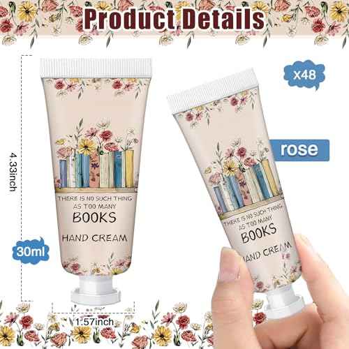 Leelosp 48 Pcs Christmas Hand Cream Mini Book Lover Gift for Women Hand Lotion Travel Size for Dry Cracked Hands Book Club Gifts Bulk Christmas Stocking Stuffer